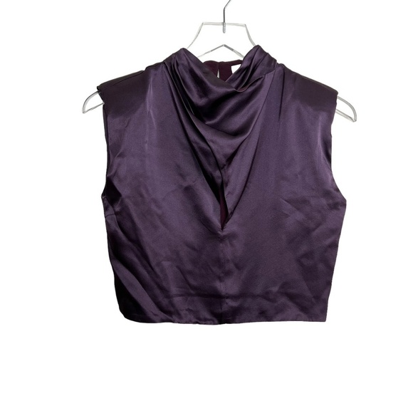 NICHOLAS | Emmie Silk Crop Top Keyhole Purple Shoulder Pads Blouse - Picture 1 of 6